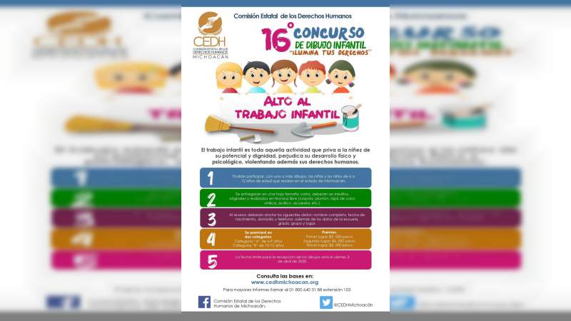 Pospone CEDH concurso de dibujo infantil por contingencia sanitaria 
