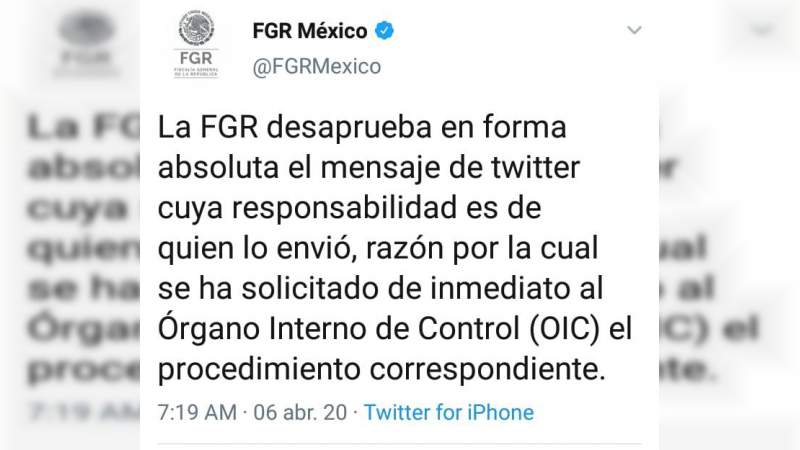 FGR reconoce que envió mensaje agrediendo a usuaria de Twitter por criticar a López Obrador - Foto 1 