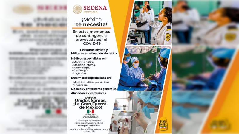 21/a. Zona Militar convoca a Profesionales de la Salud y mano de obra calificada 