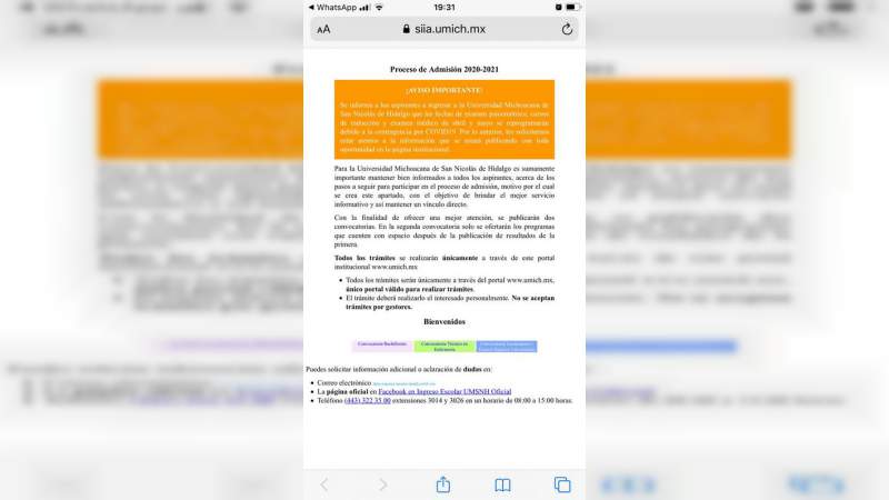 UMSNH reprograma trámites para aspirantes de nuevo ingreso 