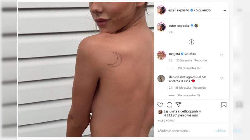 Ester Expósito presume en instagram, su nuevo tatuaje 