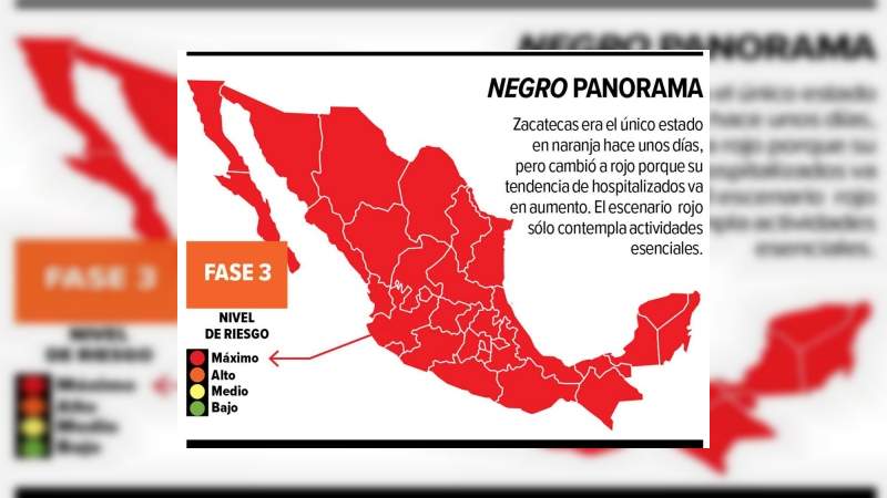 Todo México se encuentra en rojo y riesgo máximo por el Covid-19 