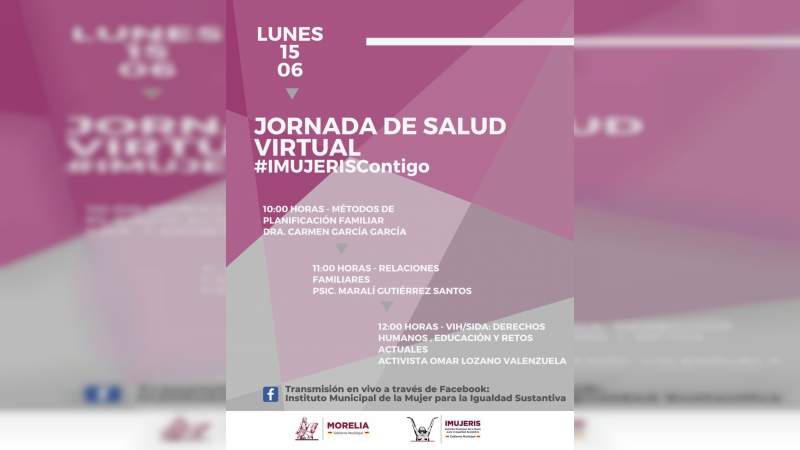 IMUJERIS realizará Jornada de Salud Virtual en favor de las Mujeres 