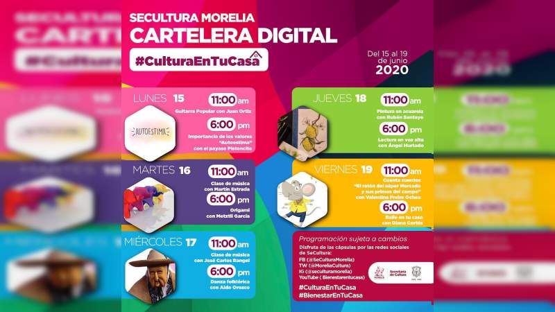 Baila, juega y lee en familia con "Cultura En Tu Casa", programa del Ayuntamiento de Morelia 
