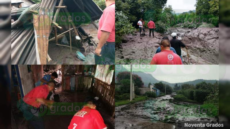 Se registra deslizamiento de tierra del cerro El Cacique, en Zitácuaro; caminos y viviendas afectados