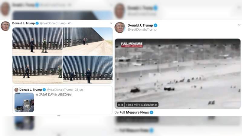 Trump comparte videos del muro fronterizo y cacería de inmigrantes, a unas horas de la visita de AMLO 