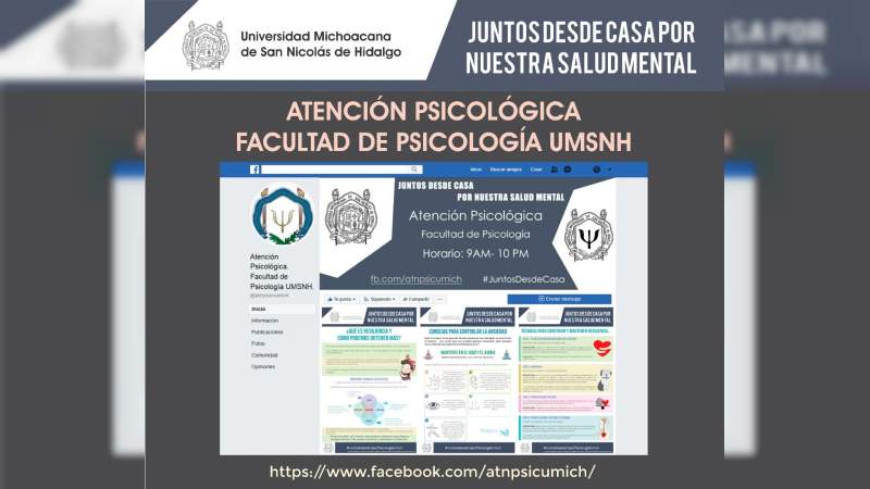 Ante los efectos del COVID-19, UMSNH ofrece atención psicológica gratuita