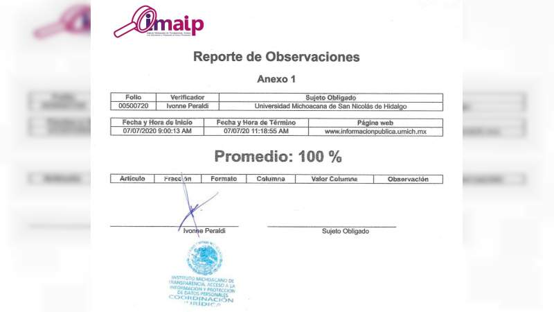 ¡Lo logró la Universidad Michoacana! Transparenta todo al 100 por ciento”