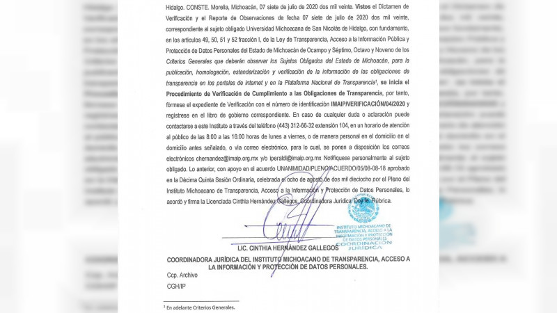 ¡Lo logró la Universidad Michoacana! Transparenta todo al 100 por ciento”