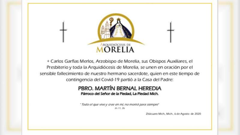 En menos de dos meses, suman cinco sacerdotes fallecidos por Covid-19 