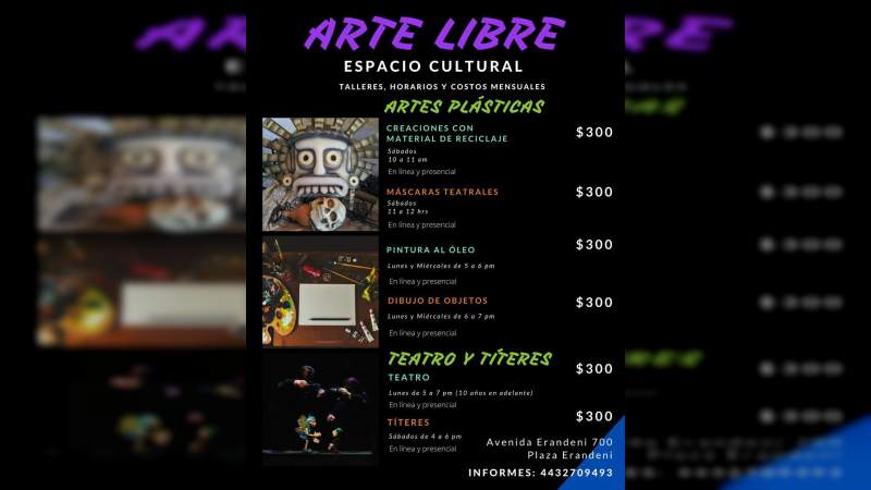 Talleres de música, yoga, danza, literatura y teatro, en Espacio Libre