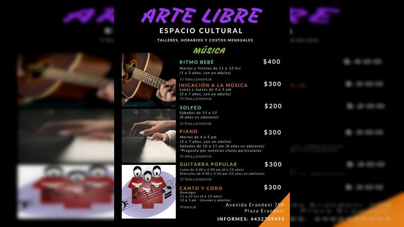 Talleres de música, yoga, danza, literatura y teatro, en Espacio Libre