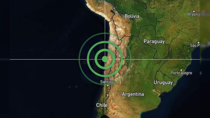Se registra fuerte sismo de 6,8 de magnitud al norte de Chile 