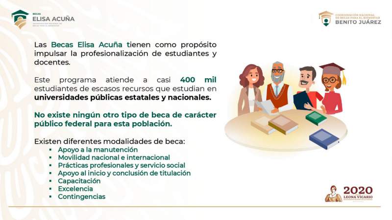 Presentan Becas Elisa Acuña para estudiantes de Educación Superior
