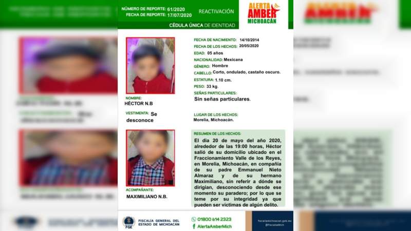 Localizan en Tarímbaro, Michoacán a dos menores reportados víctimas de sustracción 