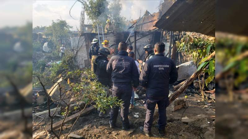 Muere una mujer calcinada al incendiarse su humilde hogar en Uruapan, Michoacán 