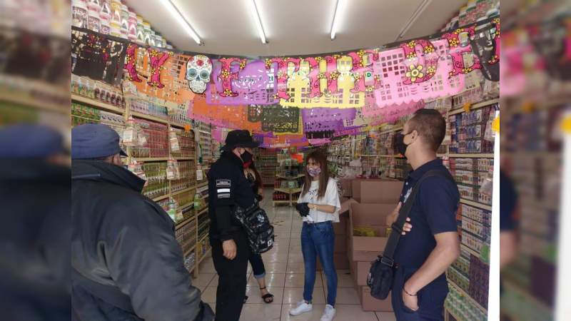 Supervisa SSP medidas sanitarias en comercios de Morelia, Michoacán