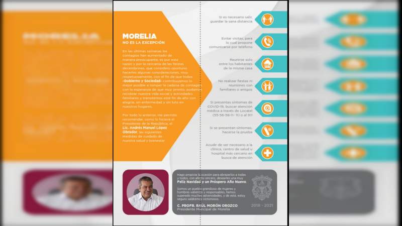Para procurar la salud de los morelianos, da Raúl Morón recomendaciones por temporada navideña
