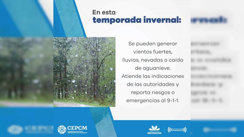 Prevención, fundamental ante el descenso de temperaturas: PC estatal 