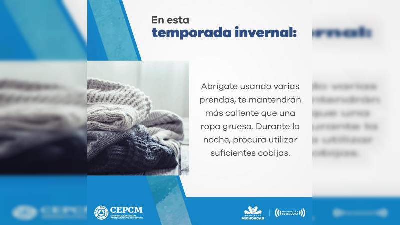 Condiciones de frío persistirán en gran parte del estado, pide PC seguir medidas preventivas 