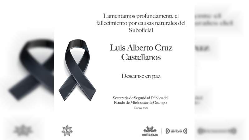 Muere en Morelia, Michoacán el comandante de la UROP Luis Alberto Cruz Castellanos