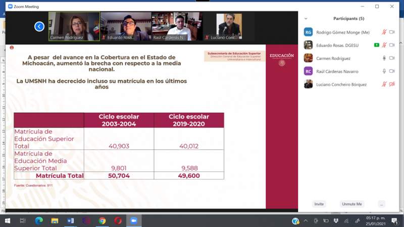 Inicia rector de la UMSNH gestión de recursos extraordinarios para 2021