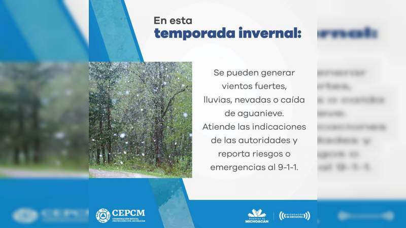 Pide PC estatal continuar con medidas preventivas por descenso de temperatura  