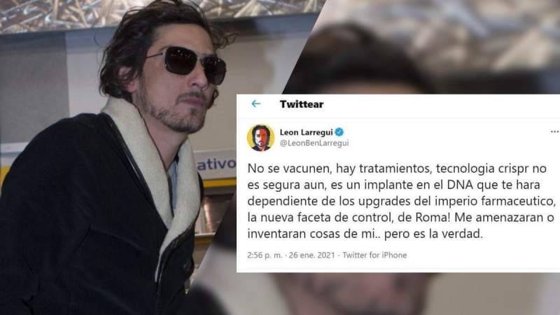 Eliminan cuenta de León Larregui en Twitter por hacer declaración falsa sobre vacuna Covid-19 