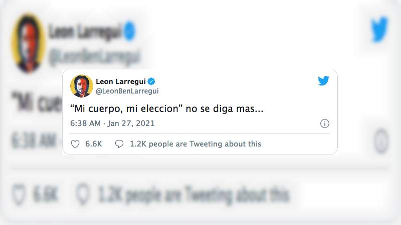 León Larregui regresa a twitter con este mensaje: "Mi cuerpo, mi elección"  