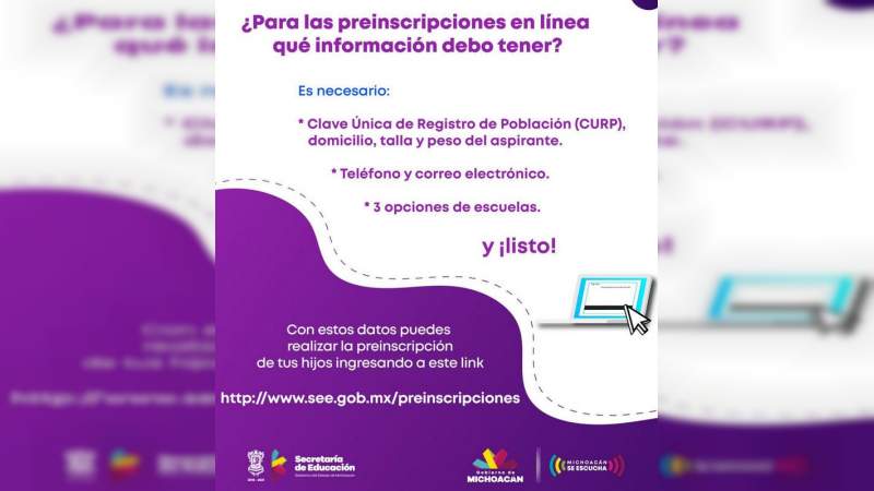 Hoy inician las preinscripciones a educación básica; serán en línea 
