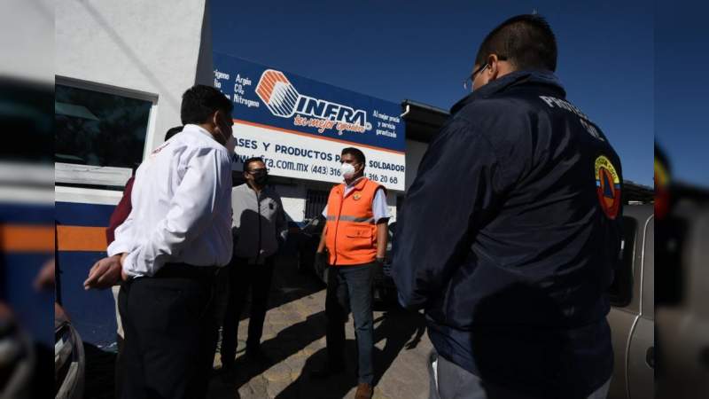 Gobierno de Morelia inspecciona establecimientos con venta de oxígeno médico