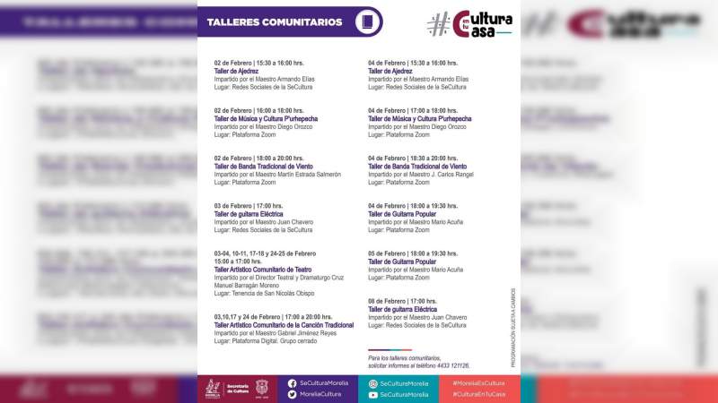 Gobierno de Morelia presenta Cartelera Cultural de Febrero 2021