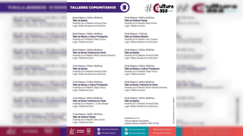Gobierno de Morelia presenta Cartelera Cultural de Febrero 2021