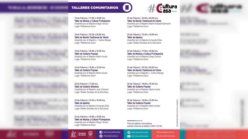 Gobierno de Morelia presenta Cartelera Cultural de Febrero 2021