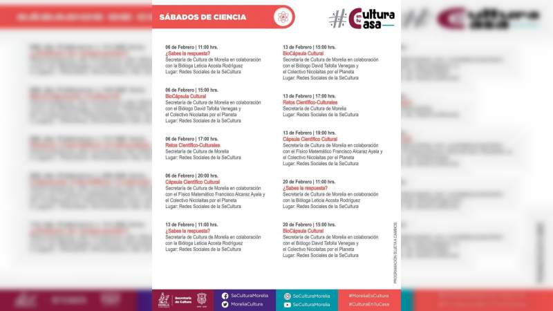 Gobierno de Morelia presenta Cartelera Cultural de Febrero 2021