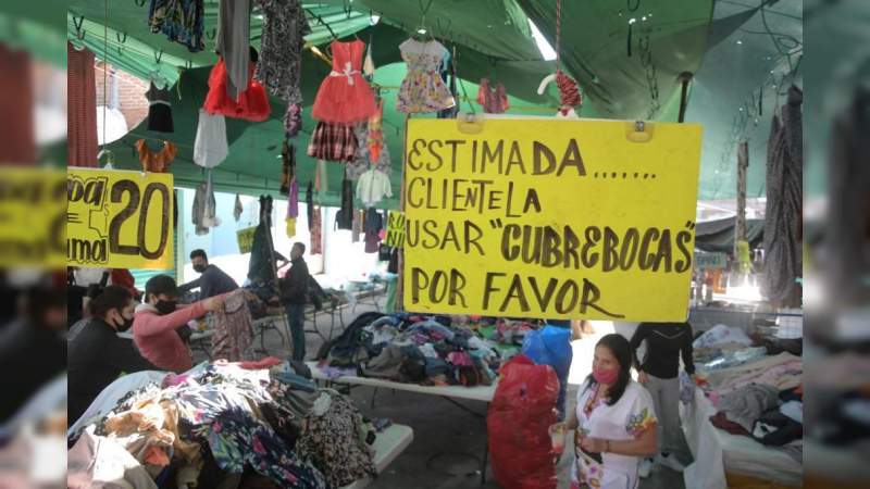 Refuerza Gobierno de Morelia supervisión de medidas sanitarias en tianguis y mercados