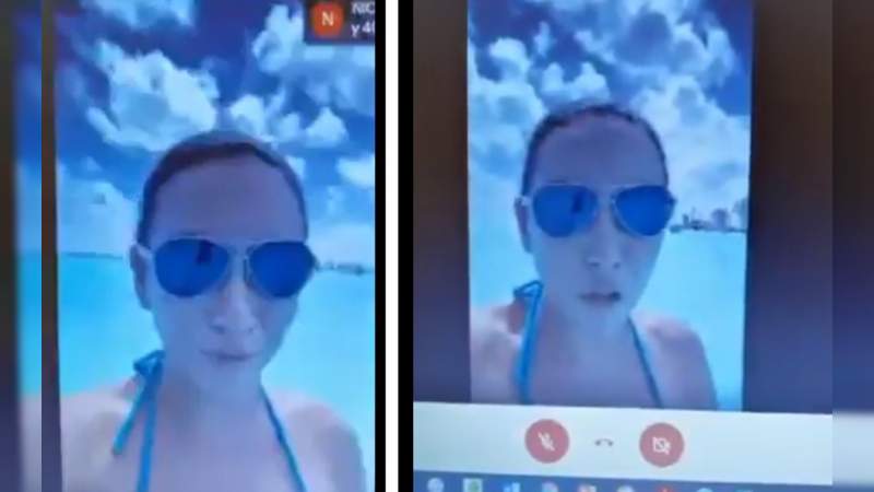 Se vuelve viral video de alumna tomando clases virtuales desde una playa en Cancún 