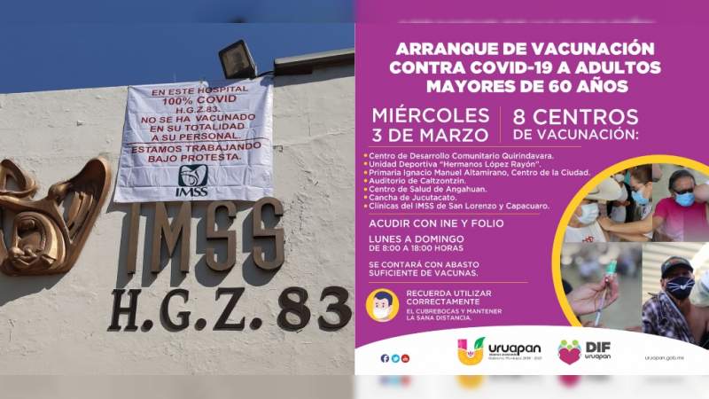 No hay vacunas para médicos en Morelia, pero Ayuntamiento perredista de Uruapan se adjudica vacunación masiva de adultos mayores 