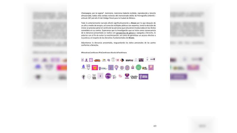 Esta es la denuncia presentada ante Fiscalía Especializada en Delitos Sexuales en contra de YosStoP y cuatro personas más 