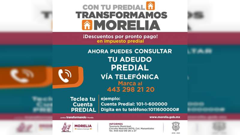 Habilita Gobierno de Morelia consulta rápida de predial 