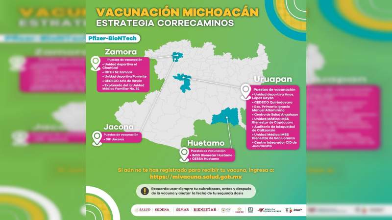 Más de 66 mil adultos mayores han recibido primeras dosis de la vacuna contra Covid-19 en Michoacán   