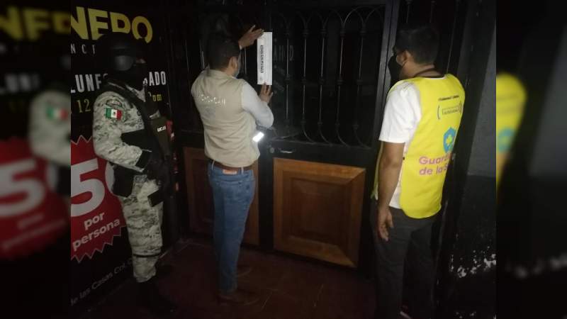 Suspenden Guardianes de la Salud seis establecimientos nocturnos en Morelia
