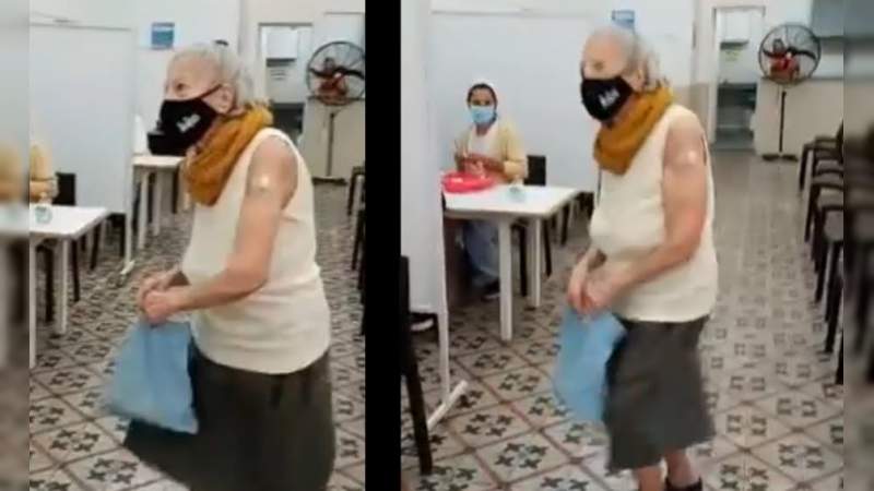 Se vuelve viral vídeo de abuelita bailando de alegría por recibir vacuna anticovid 