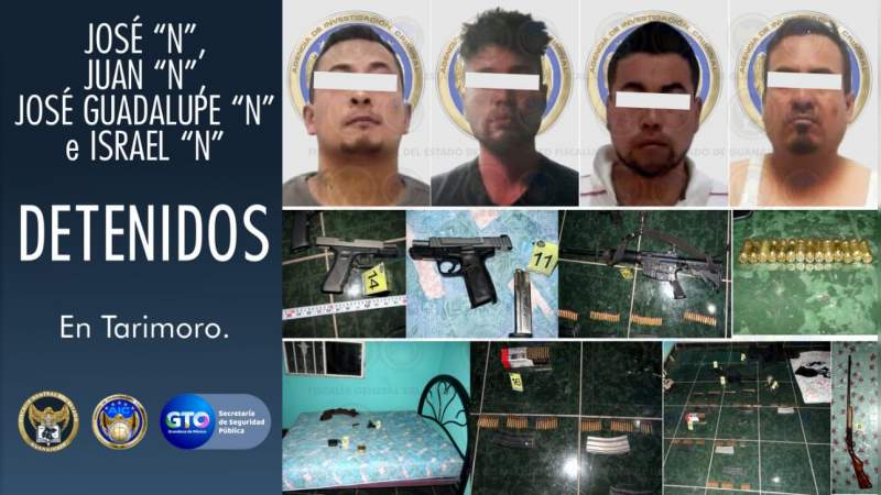 Una víctima de secuestro liberada y Cuatro detenidos en Tarimoro, Guanajuato 