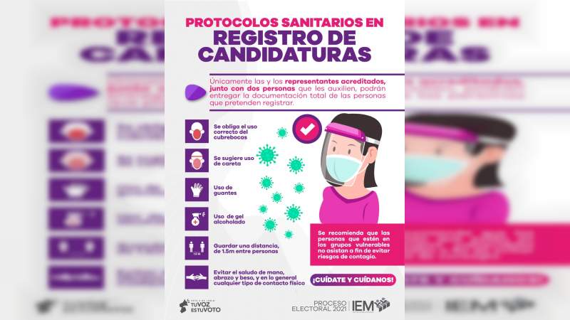 Instituto Electoral mantiene protocolos sanitarios para el registro de candidaturas 