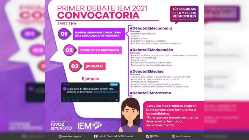 Convocan a los michoacanos a ser participes en el Primer Debate a la Gubernatura del Estado