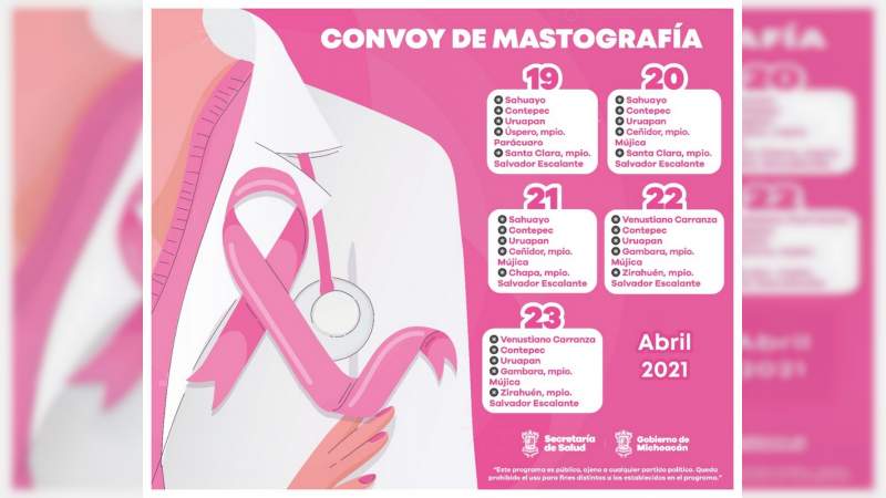 Convoy de mastografía recorrerá 5 municipios en Michoacán 