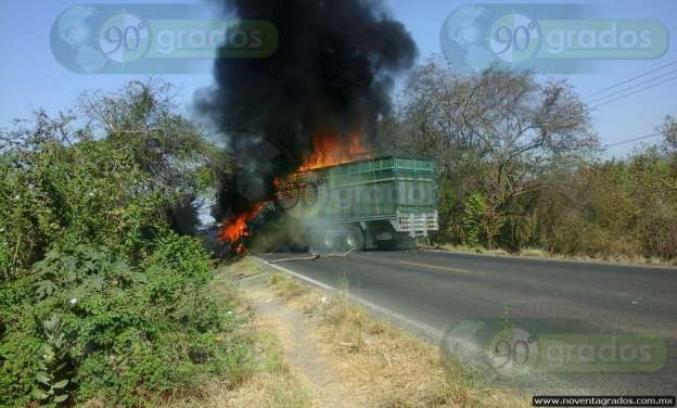 Incendian tres vehículos sobre la carretera Apatzingán - Aguililla  - Foto 1 