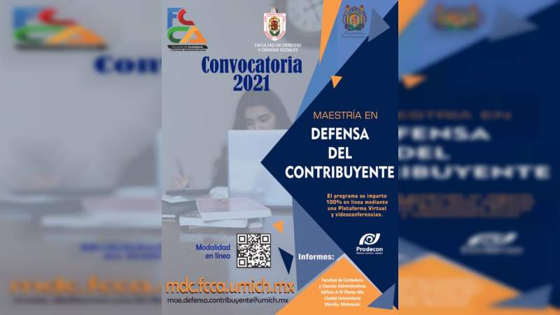 Ofrece UMSNH Maestría en defensa del contribuyente 