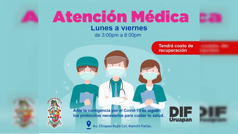 Amplia DIF Municipal Uruapan horario de atención a fin de cubrir la demanda de consulta médica general  